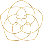 Goldene, florale Logo-Bildmarke mit Herzsymbol im Zentrum – Ava Ahava